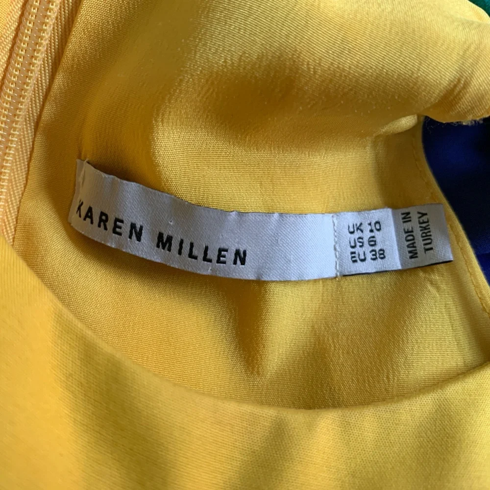 Karen Millen Yellow Tailored Fit & Flare Dress, size 6 - Picture 3 of 6